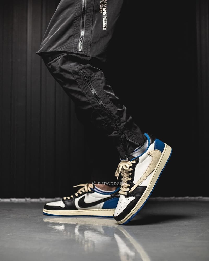 Travis Scott x fragment x Air Jordan 1 Low 三方聯乘鞋款清晰上腳圖輯