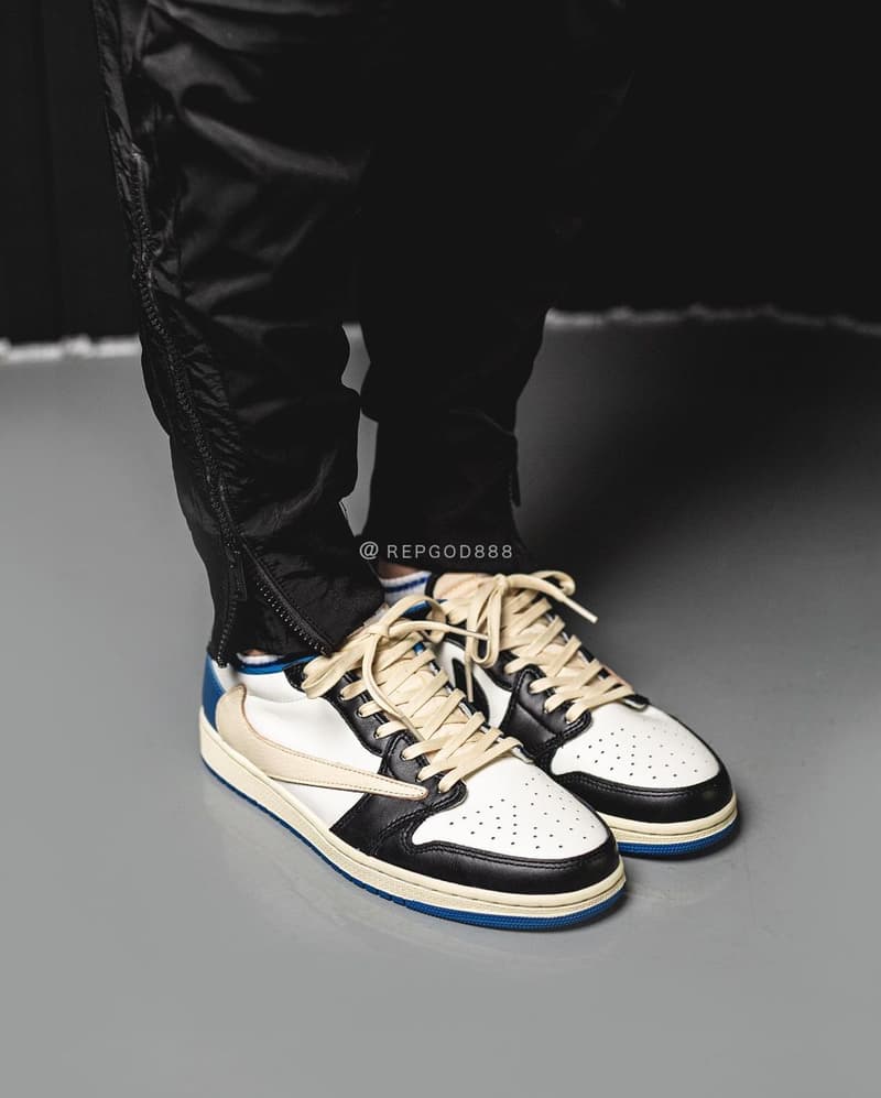 Travis Scott x fragment x Air Jordan 1 Low 三方聯乘鞋款清晰上腳圖輯