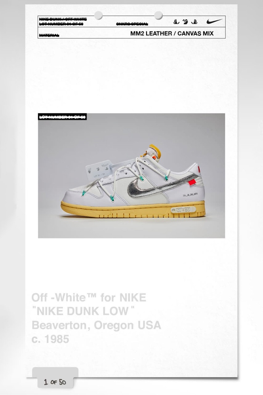 Off-White™ x Nike Dunk Low 最新重磅聯名系列「The 50」正式曝光