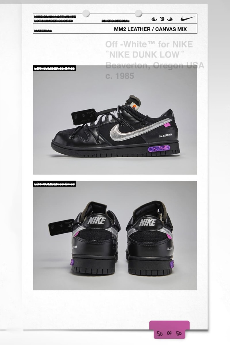 Off-White™ x Nike Dunk Low 最新重磅聯名系列「The 50」正式曝光