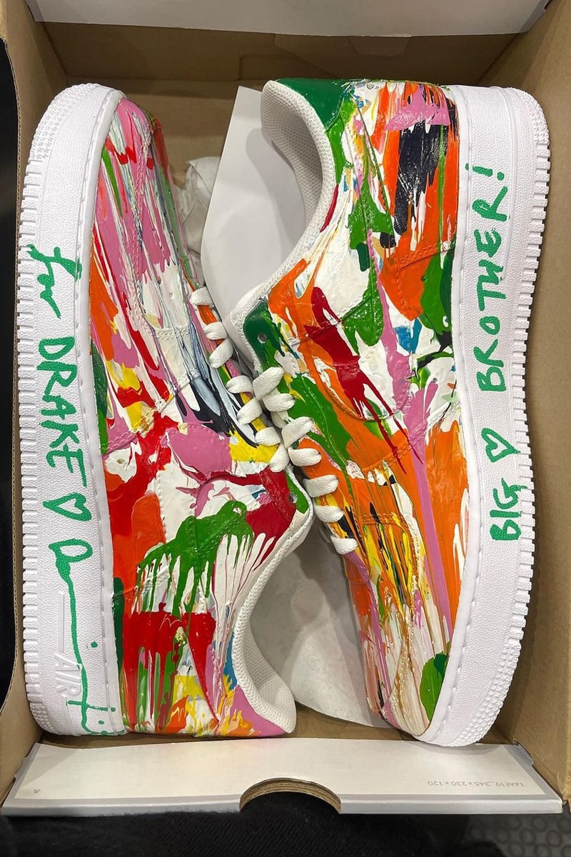 率先一覽 Damien Hirst 手繪定製 Drake 專屬 Nike Air Force 1