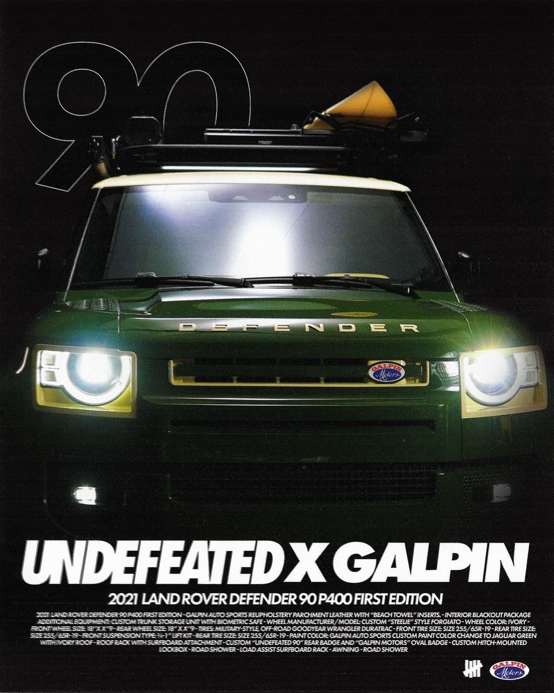 UNDEFEATED 攜手 Galpin Motors 打造 Land Rover Defender 90 定製車款