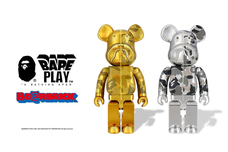 Medicom Toy 攜手 A BATHING APE®︎ 打造金銀兩色 BE@RBRICK 公仔