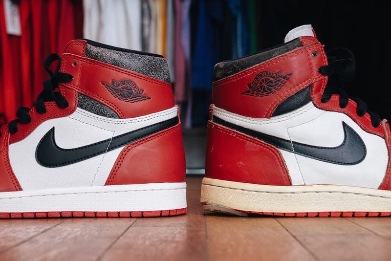 實際比對 1985 Air Jordan 1「Chicago」與 2022 Air Jordan 1「Lost & Found」