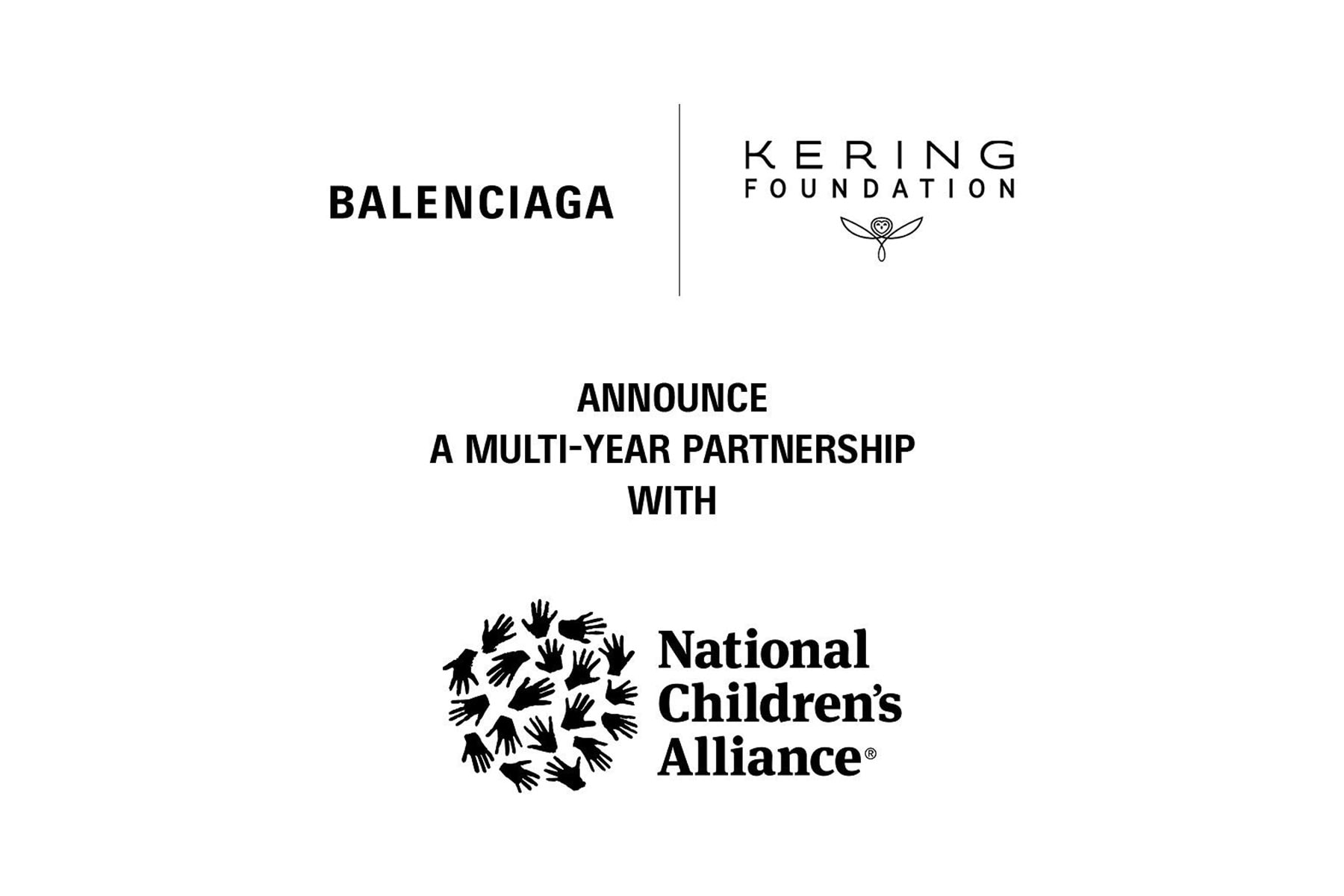 Balenciaga 和 Kering 開雲基金會宣佈與全國兒童聯盟建立合作關係