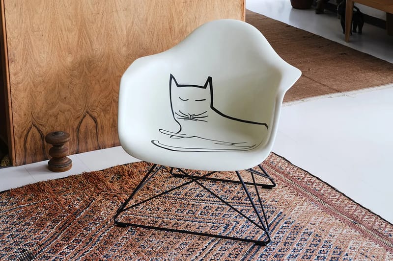 飾有漫畫家 Saul Steinberg 手繪貓咪圖案 Eames 扶手椅限量推出 500 張