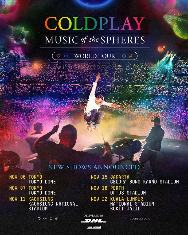宣布加場!Coldplay 2023 最新亞洲巡迴演唱會「高雄站」售票情報正式公開