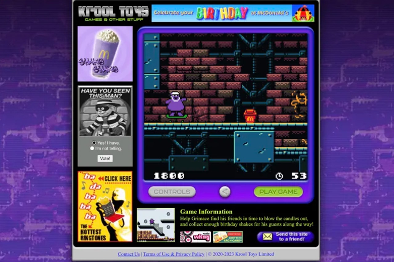 McDonald's 正式推出「奶昔大哥 Grimace」生日紀念 Game Boy Color 復古小遊戲