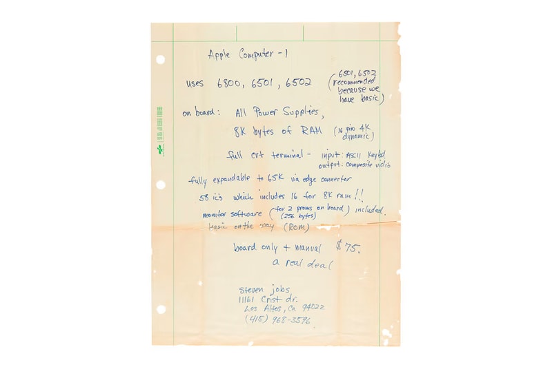 Steve Jobs 手寫 Apple 廣告草稿以超過 $17 萬美元售出