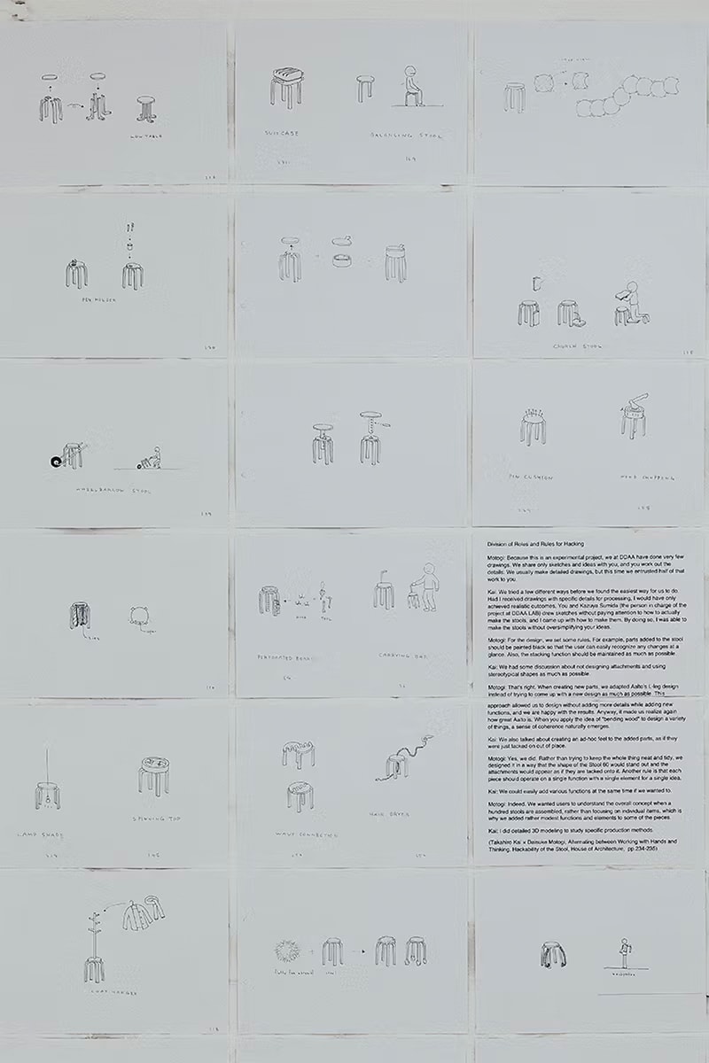 日本建築師 Daisuke Motogi 展示 100 張改造 Artek Stool 60 座椅