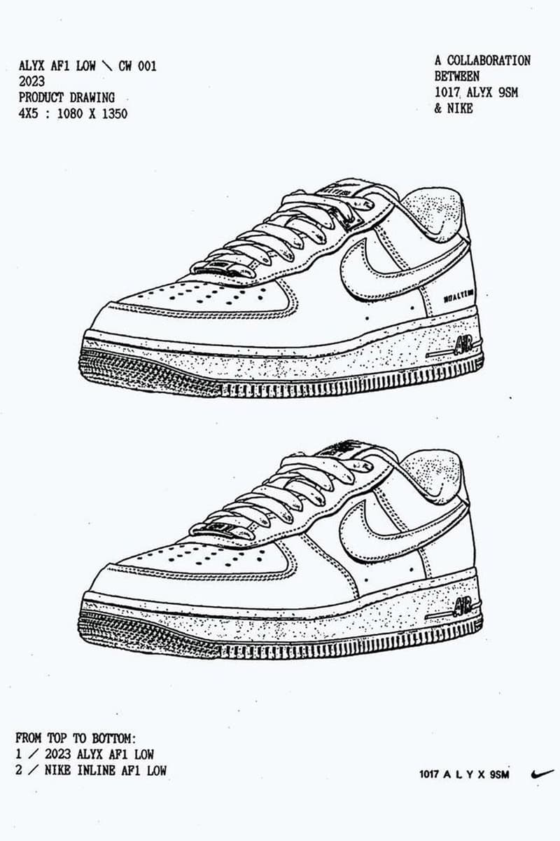 1017 ALYX 9SM x Nike Air Force 1 最新聯名鞋款即將登場