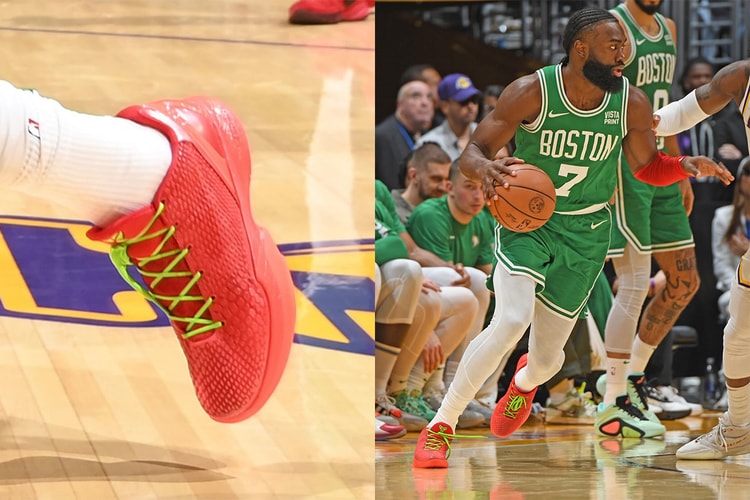 Jaylen Brown 於聖誕大戰著用無 Logo 版本 Nike Kobe 6 Protro「Reverse Grinch」