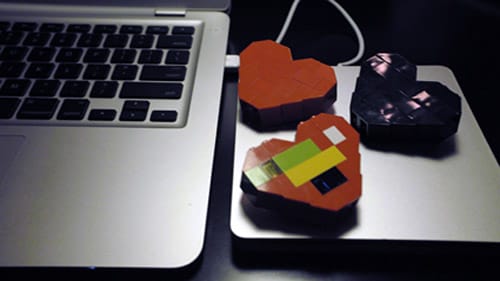 Dee & Rickey Heart Brooches @ THINK SILLY