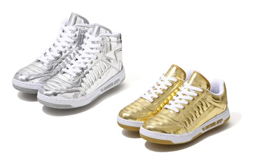A Bathing Ape Metallic Gold & Silver Bapesta 88