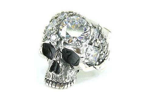 Black Boots Mix Stone Skull Ring