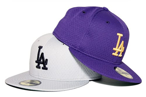 purple and yellow dodgers hat