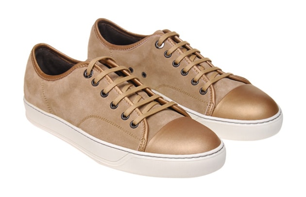 Lanvin Bronze Leather and Suede Trainers