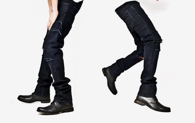 OAK Black Mid Slouch Trashed Denim Jeans