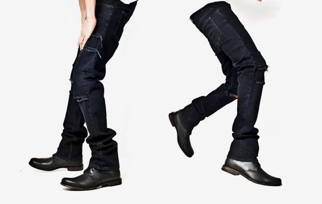 OAK Black Mid Slouch Trashed Denim Jeans