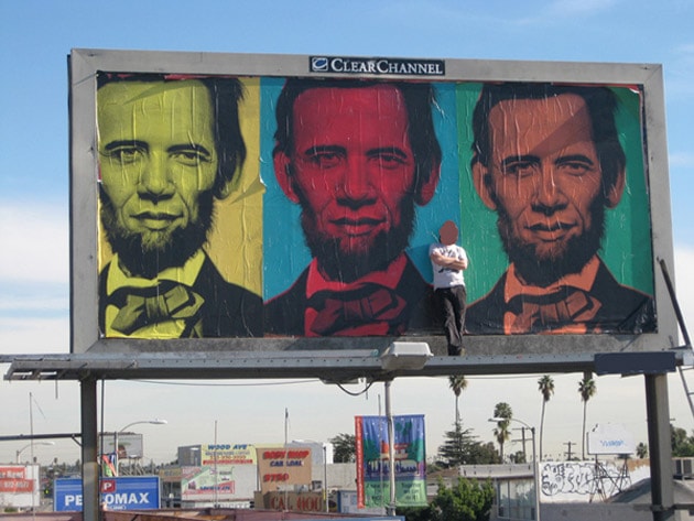 Ron English Inauguration Billboard in Los Angeles