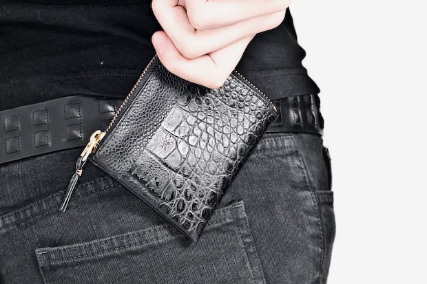 COMME des GARCONS Reptile Embossed Partial Zip Wallet