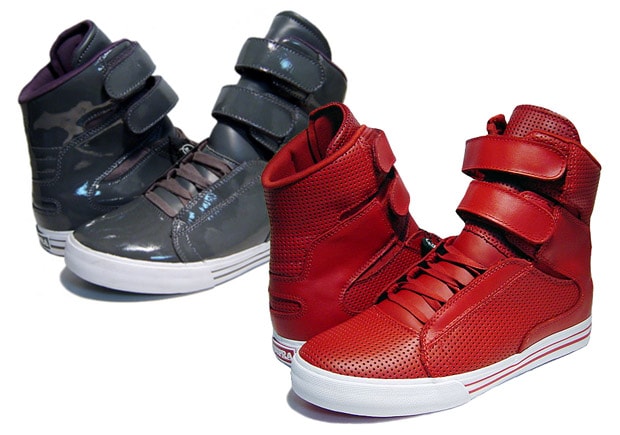 Supra Society Grey Patent & Red Leather Colorways