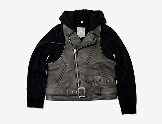 UNDERCOVER Leather Biker Sweater Jacket