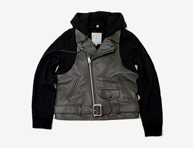 UNDERCOVER Leather Biker Sweater Jacket