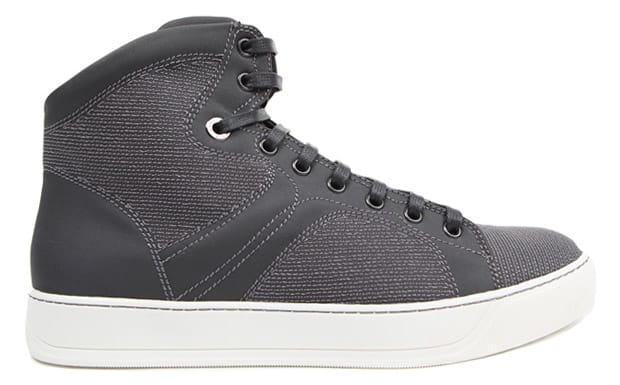 Lanvin Grey Canvas High Top Sneakers