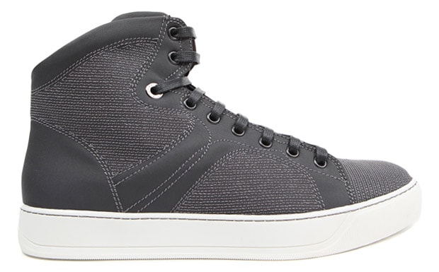 Lanvin Grey Canvas High Top Sneakers