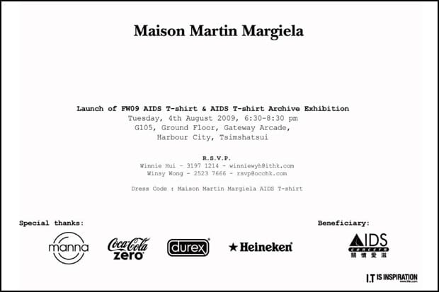 Maison Martin Margiela 2009 Fall/Winter T-shirt & AIDS T-shirt Exhibition Hong Kong