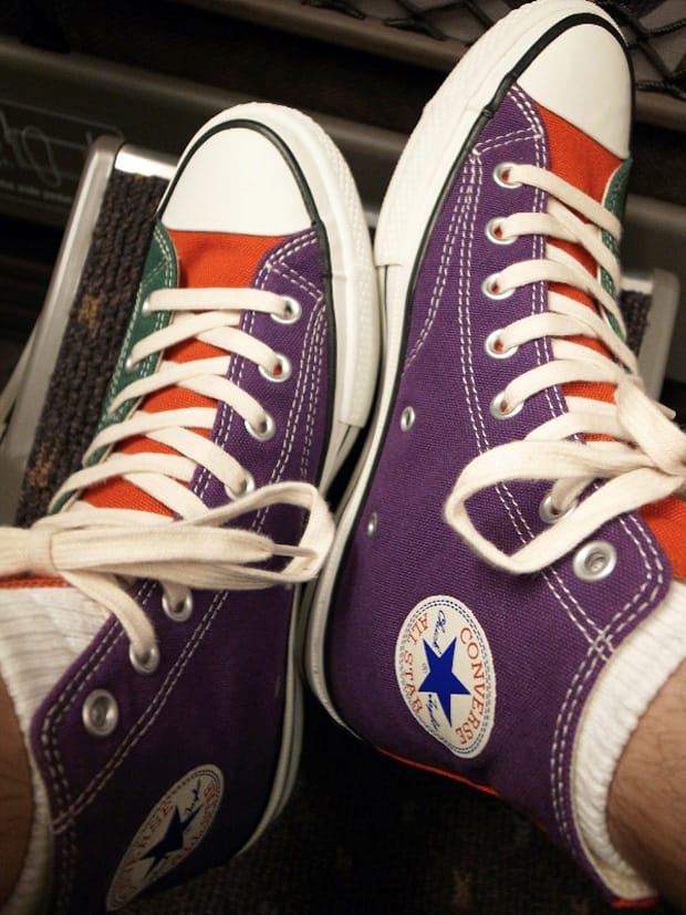 multi coloured converse shoes