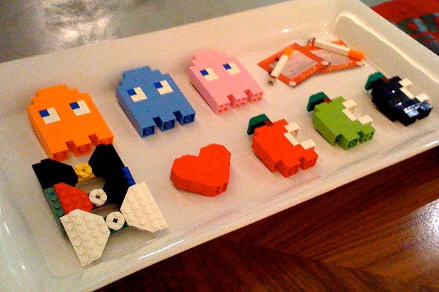 Dee & Ricky Apples & Pac-Man Ghost LEGO Brooch