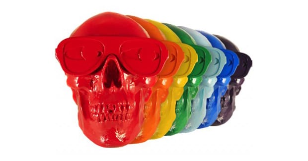 Gypsum Skull Multi-Color Sculpture Set by Michael Leon