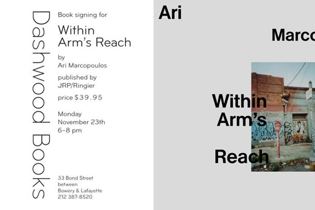 Ari Marcopoulos "Within Arm's Reach" Book Signing Event