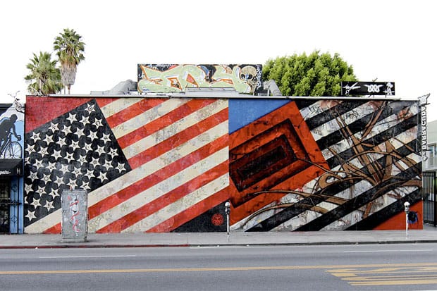 SABER x Shepard Fairey Flags Mural Los Angeles