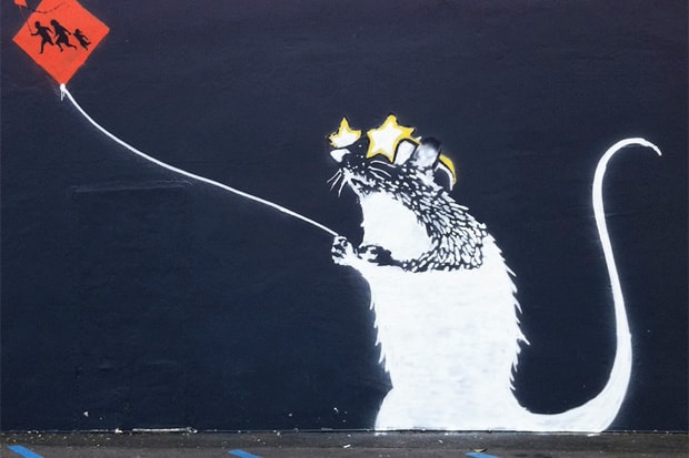 Banksy artwork of a hello kitty drawing