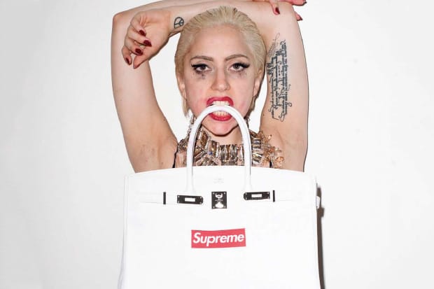Lady Gaga for Supreme in Purple Fashion