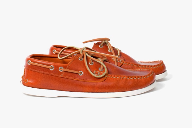 Yuketen Boat Shoe Orange Leather