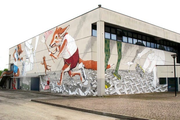 Blu and Ericailcane "Skating Team" Mural