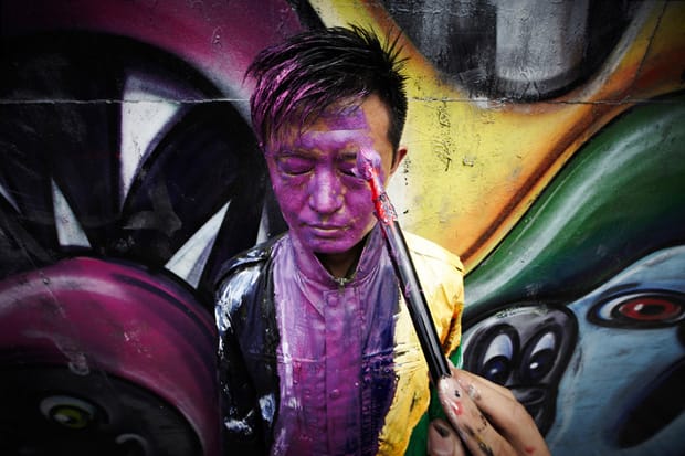 Liu Bolin x Kenny Scharf Houston Mural