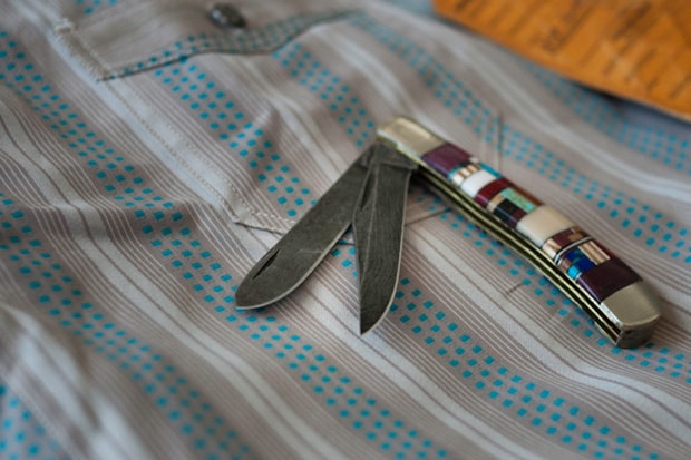 Self Edge Haught Damascus Trapper Pocket Knife