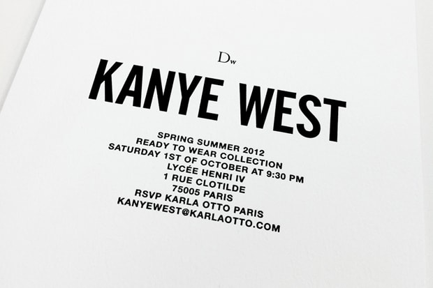 Dw by Kanye West 2012 Spring/Summer Presentation Invite