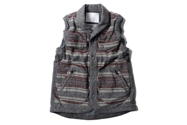 White Mountaineering Ring Yarn Blanket Border Field Vest