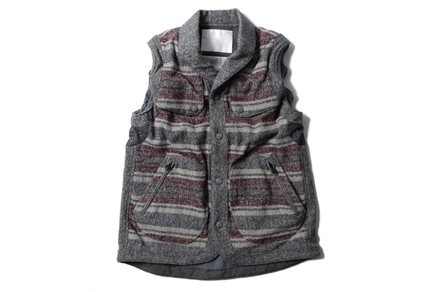 White Mountaineering Ring Yarn Blanket Border Field Vest