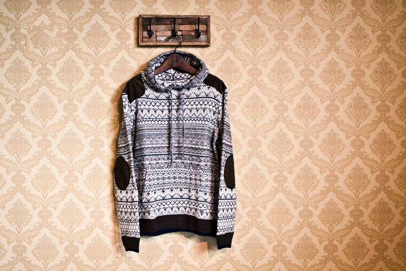 White Mountaineering Jacquard Knit Stratum Pattern Parka