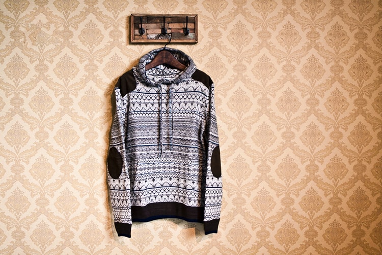 White Mountaineering Jacquard Knit Stratum Pattern Parka