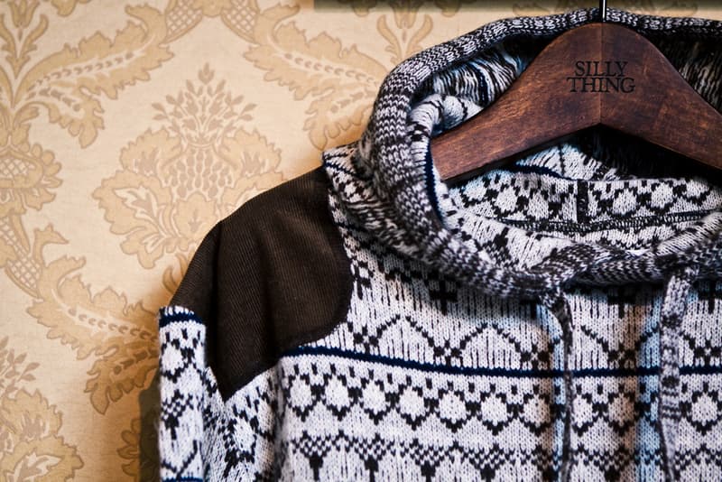 White Mountaineering Jacquard Knit Stratum Pattern Parka