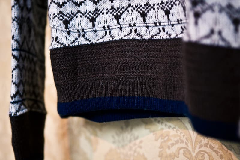 White Mountaineering Jacquard Knit Stratum Pattern Parka