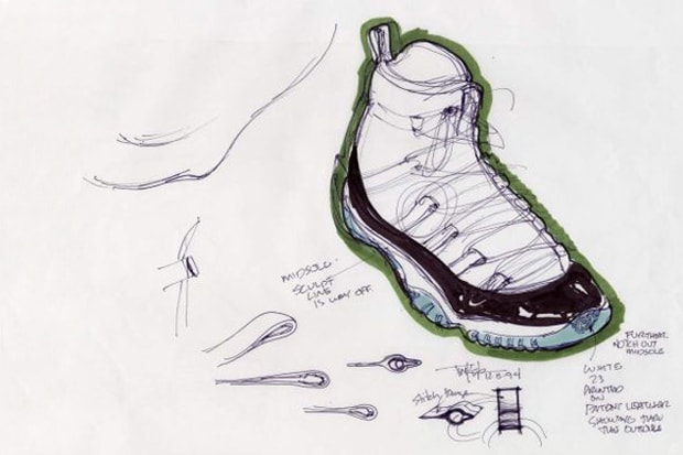 Air Jordan XI Original Sketches By Tinker Hatfield